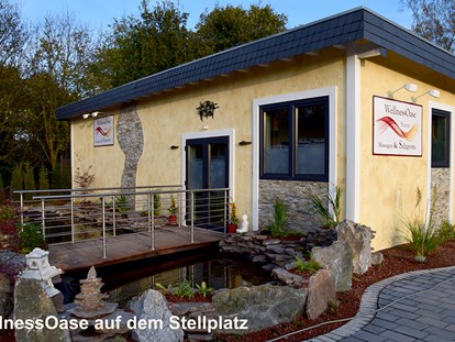 Reisemobilstellplatz - Duschen - Deutschland - WellnessOase auf dem Stellplatz gelegen, wo sich auch die Anmeldung für den Reisemobilstellplatz befindet. Hochwertiger Privat-Sauna-Spa-Bereich. Salzgrotte und Massagen! - Wohnmobilpark Xanten