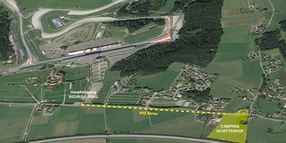Reisemobilstellplatz - Umgebungsschwerpunkt: am Land - Steiermark - Nur 900 Meter bis zum Haupteingang des RedBull-Rings.  - Schitterhof CAMPING WEISS