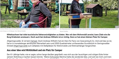 Reisemobilstellplatz - Wohnwagen erlaubt - Campingplatz Geringswalde Stell- u. Zeltplatzvermietung Andreas Wilhelm