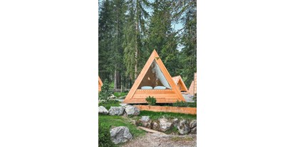 Motorhome parking space - Stromanschluss - Italy - A-frame cabin  - Camping Sass Dlacia