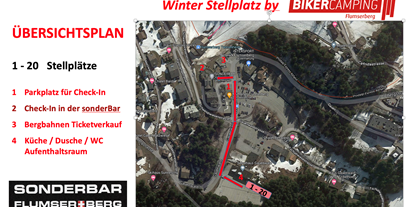 Reisemobilstellplatz - Stromanschluss - Schweiz - Stellplatz Plan Winter - BikerCamping Flumserberg
