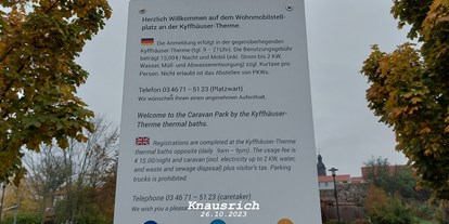 Motorhome parking space - Hunde erlaubt: Hunde erlaubt - Thuringia - Wohnmobil-Stellplatz „An der Kyffhäuser-Therme“