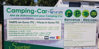 Motorhome parking space - Stromanschluss - France - Stellplatz Saverne - Infos an der Einfahrt - Aire de Camping Car