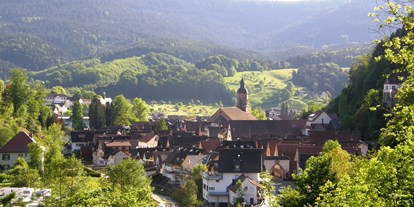 Reisemobilstellplatz - Umgebungsschwerpunkt: am Land - Baiersbronn - Blick über das idyllische Schwarzwaldstädtchen Oppenau - Wagner-Maier-Wohnmobilstellplatz Oppenau
