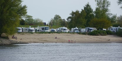 Reisemobilstellplatz - Bademöglichkeit für Hunde - Hamburg-Stadt (Hamburg, Freie und Hansestadt) - Wohnmobilpark Camping Stover Strand mit Badestrand  - Wohnmobilpark Stover Strand bei Hamburg an der Elbe