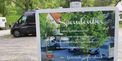 Reisemobilstellplatz - Frischwasserversorgung - Amorbach - Freiwillige Spenden-Box - Parkplatz Hofwiese