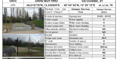 Motorhome parking space - Friuli-Venezia Giulia - Camper Club Torre Natisone