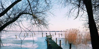 Reisemobilstellplatz - Umgebungsschwerpunkt: See - Vorpommern - Neuwarper See im Winter - Wohnmobilstellplatz am Hafen Altwarp