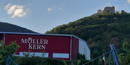 Reisemobilstellplatz - Duschen - Burrweiler - Blick vom Stellplatz - Weingut Müller-Kern