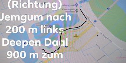 Reisemobilstellplatz - Hunde erlaubt: Hunde teilweise - Niedersachsen - Die Anfahrt ist gekennzeichnet durch die dunkle Linie  - Soltborger Badesee Holtgaste