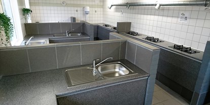 Reisemobilstellplatz - Nordjütland - Gute sanitär gebäude mit Küche, frei Dusche, Aufenthaltsraum, TV,  - Stellplatz Hirtshals / Tornby Strand Camping
