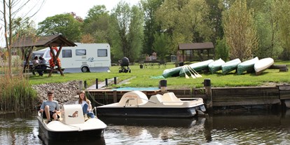 Reisemobilstellplatz - Art des Stellplatz: bei Gewässer - Mecklenburg-Vorpommern - Bootsverleih mit Kanu und Tretboot im Angebot - Randow-Floß Camp