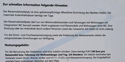 Reisemobilstellplatz - Wohnwagen erlaubt - Oberbayern - Reisemobilstellplatz Velden