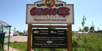 Reisemobilstellplatz - Grauwasserentsorgung - Niedersachsen - Einfahrt zur Übernachtungsoase  - Übernachtungsoase Südsee-Camp