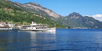 Reisemobilstellplatz - Grauwasserentsorgung - Schweiz - Rundfahrt mit Schiff ab Weggis auf dem Vierwaldstättersee - Weggis am Vierwaldstättersee