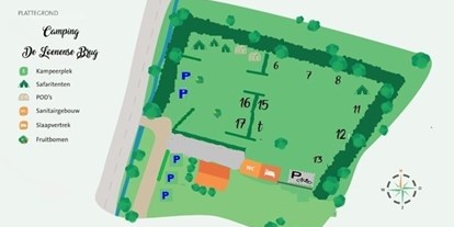 Motorhome parking space - SUP Möglichkeit - Veluwe - Karte des Campingplatzes. - Minicamping de Loenense Brug