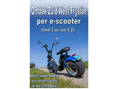 Motorhome parking space - WLAN: teilweise vorhanden - Netherlands - E-scooter Mieten, am Rezeption  - Campercamping 't Seleantsje Molkwerum