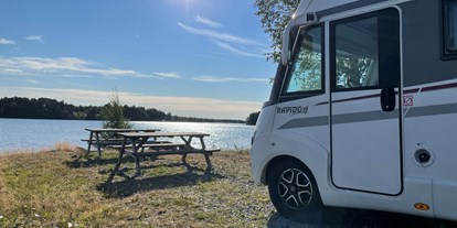 Motorhome parking space - Grauwasserentsorgung - Northern Sweden - Camp site next to the river of Kalix - Filipsborgs Herrgård (Filipsborg Herrenhaus)