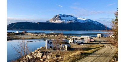 Reisemobilstellplatz - Bademöglichkeit für Hunde - Norwegen - Alle Stellplätze für Wohnmobile haben einen Blick auf das Wasser - Offersøy Camping Helgeland 