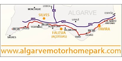 Reisemobilstellplatz - Art des Stellplatz: eigenständiger Stellplatz - Portugal - Algarve Motorhome Park
Silves - Falesia - Tavira - Algarve Motorhome Park Silves
