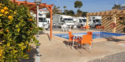 Reisemobilstellplatz - Art des Stellplatz: eigenständiger Stellplatz - Comunidad Valenciana - 
Ein schöner Pool, den Sie das ganze Jahr über genießen können. - Orange Grove Camper Park