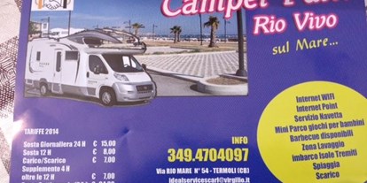 Reisemobilstellplatz - Art des Stellplatz: eigenständiger Stellplatz - Campobasso - Camper Park Rio Vivo