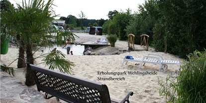 Motorhome parking space - Duschen - Lüdinghausen - Strandlandschaft auf unserem Erholungspark Wehlingsheide - Reisemobilhafen Erholungspark Wehlingsheide