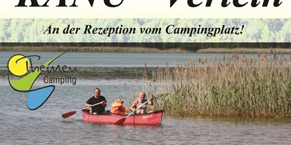 Reisemobilstellplatz - Doberlug-Kirchhain - Campingplatz-Service: Kanu und Paddelbootverleih, Fahrradverleih, Dino-Karts, Mietunterkünfte - Wohnmobilhafen Grünewalder Lauch