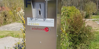 Reisemobilstellplatz - Entsorgung Toilettenkassette - Niedersachsen - Stromsäulen zum steuern der Steckdose auf dem Stellplatz - Wohnmobil- und Campingpark Ambergau