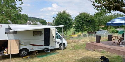 Motorhome parking space - Reiten - Rhineland-Palatinate - Großer ruhiger Garten in unmittelbar Rheinsteig Nähe.  Umzäunt und somit auch für Hunde bestens geeignet. 