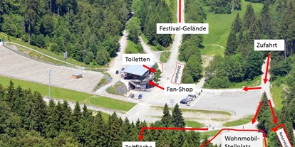 Motorhome parking space - Umgebungsschwerpunkt: Berg - Sauerland - Lageplan zur Orientierung - Wohnmobilstellplatz Mühlenkopfschanze Willingen