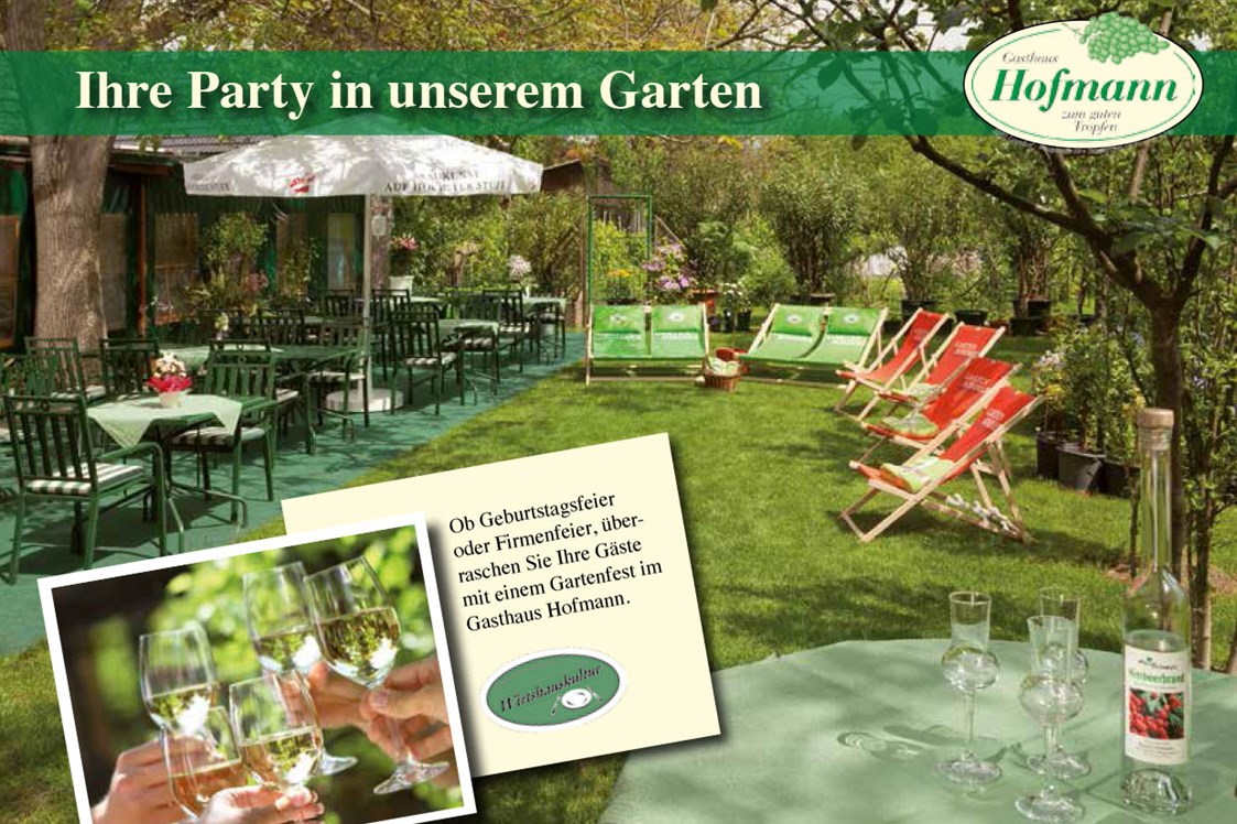Wohnmobilstellplatz: Gemütlicher Gastgarten, der während der Öffungszeiten zu nutzen ist. - Gasthaus Hofmann