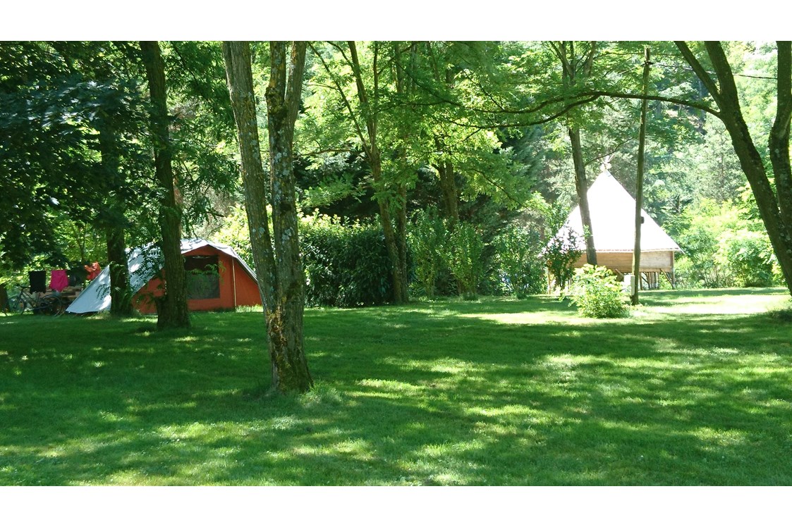 Wohnmobilstellplatz: grosse schattige Stellplätze - Camping Le Viaduc