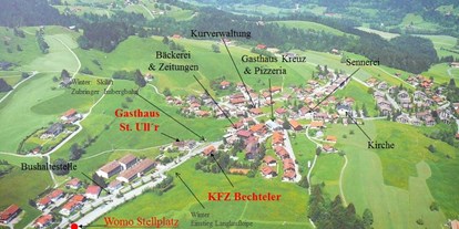 Reisemobilstellplatz - Stromanschluss - Region Allgäu - Luftbild von Steibis  - Hochgratblick