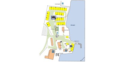 Reisemobilstellplatz - Umgebungsschwerpunkt: am Land - Schweden - Stellplatzplan mit Museum, Café, Herberge und Dampfschiffen im Hafen. - Ställplats Arvesund