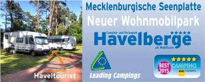 Aire de stationnement pour camping-car dans la région des lacs du Mecklembourg