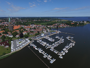 Parking space at the Schleswig city harbor