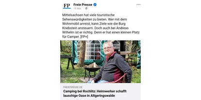 Reisemobilstellplatz - Wohnwagen erlaubt - Flöha - Campingplatz Geringswalde Stell- u. Zeltplatzvermietung Andreas Wilhelm