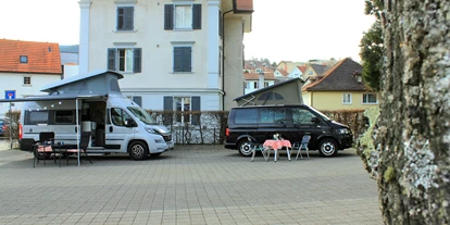 Reisemobilstellplatz - Hunde erlaubt: Hunde erlaubt - Dünserberg - Stellplatz "im Bad"