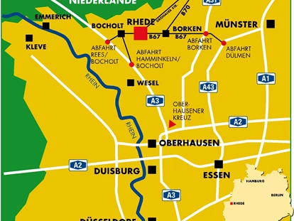 Reisemobilstellplatz - Grauwasserentsorgung - Münsterland - Anfahrt nach 46414 Rhede - Kirmesplatz