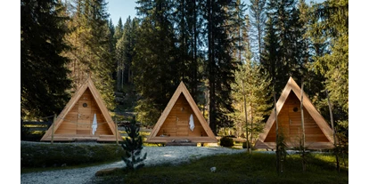 Reisemobilstellplatz - öffentliche Verkehrsmittel - Südtirol - A-frame cabins - Camping Sass Dlacia