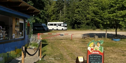 Parkeerplaats voor camper - Bademöglichkeit für Hunde - Duitsland - Stellplätze - Liegewiese Holzablage Miechen