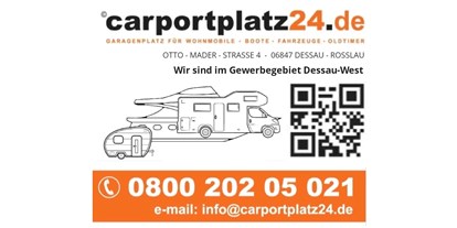Reisemobilstellplatz - Art des Stellplatz: eigenständiger Stellplatz - PLZ 06846 (Deutschland) - G A R A G E N P L A T Z  -  F Ü R 
-  W O H N M O B I L E  -  B O O T E  
-  F A H R Z E U G E  -  O L D T I M E R - - carportplatz24.de
