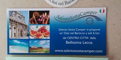Motorhome parking space - Frischwasserversorgung - Lecce - Salento Sosta Camper