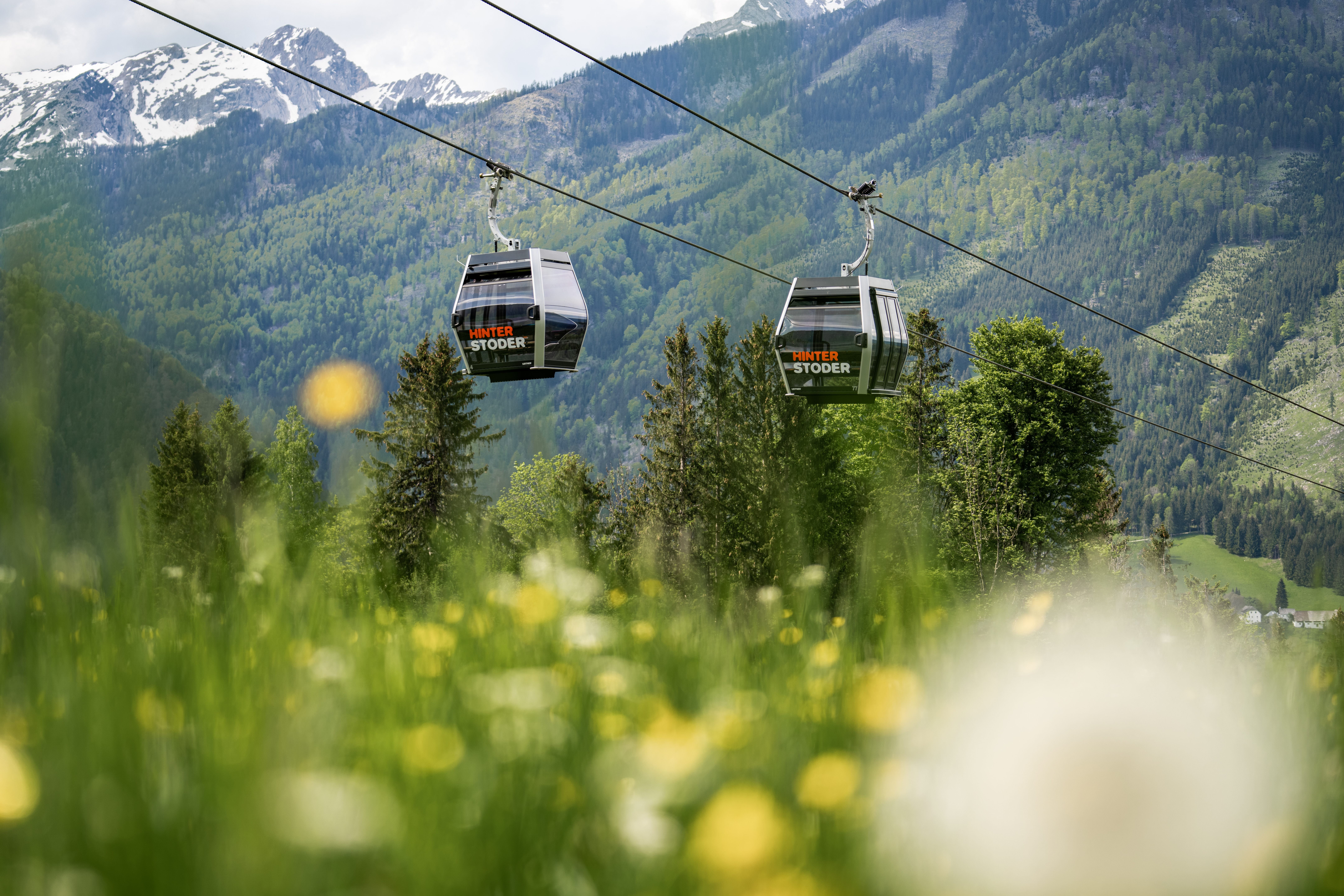 Wohnmobilstellplatz - Gondel im Sommer - Wohnmobil-Stellplatz Hinterstoder