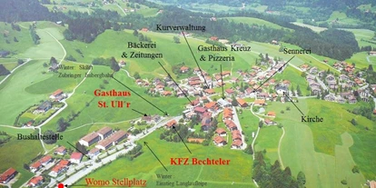 Reisemobilstellplatz - Skilift - Lingenau - Luftbild von Steibis  - Hochgratblick
