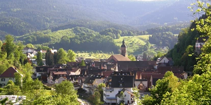 Reisemobilstellplatz - Umgebungsschwerpunkt: am Land - Ortenberg (Ortenaukreis) - Blick über das idyllische Schwarzwaldstädtchen Oppenau - Wagner-Maier-Wohnmobilstellplatz Oppenau