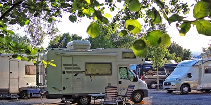 Reisemobilstellplatz - Art des Stellplatz: bei Gaststätte - Mannheim - Stellplätze auf dem geschotterten Platz. - Wohnmobilstellplatz am Weingut Hauer