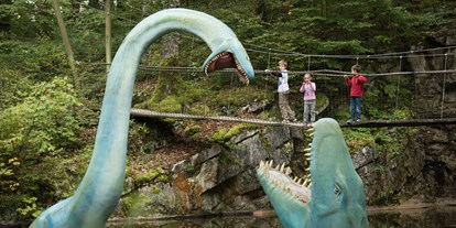 Reisemobilstellplatz - Art des Stellplatz: bei Gewässer - Schweiz - Préhisto-Parc de Réclère - Camping "Les Grottes"