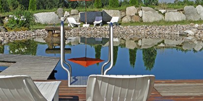 Reisemobilstellplatz - Umgebungsschwerpunkt: Therme(n) - Vohenstrauß - Bio Schwimmteich mit Kleinkindbereich, Sonnenschutz und Kneipptretanlage - Birkholmhof